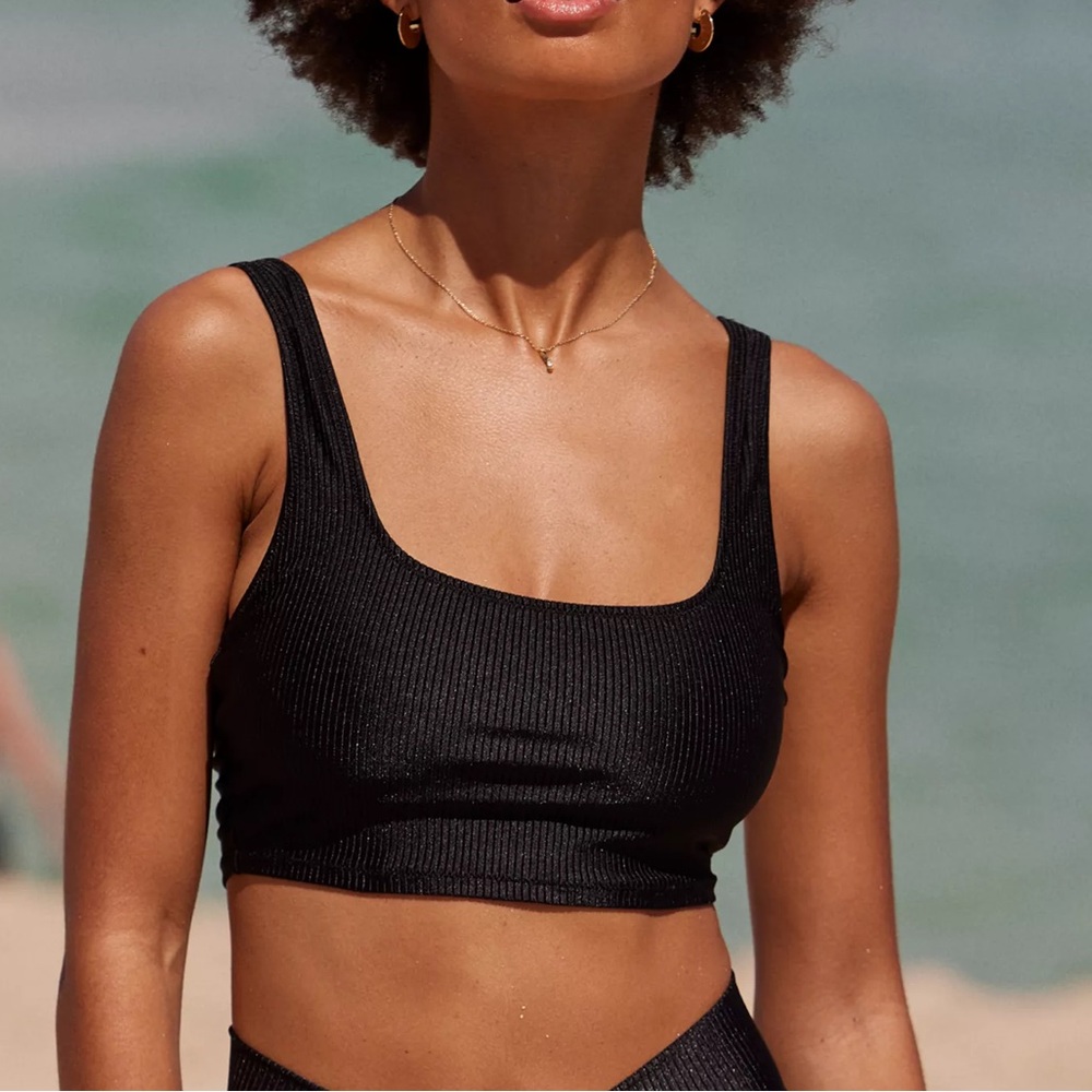 NWT Aerie Shine Rib Longline Scoop Bikini Top